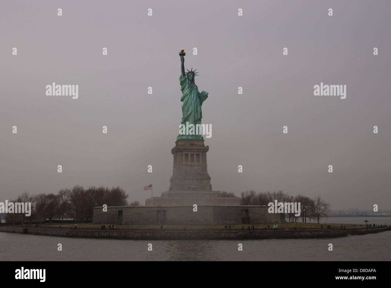 Statue of liberty pedestal and liberty island Stock Photo Alamy