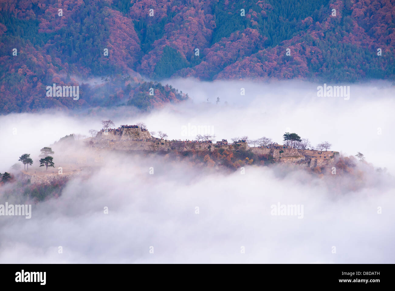 Takeda Castle and the sea of clouds Stock Photo