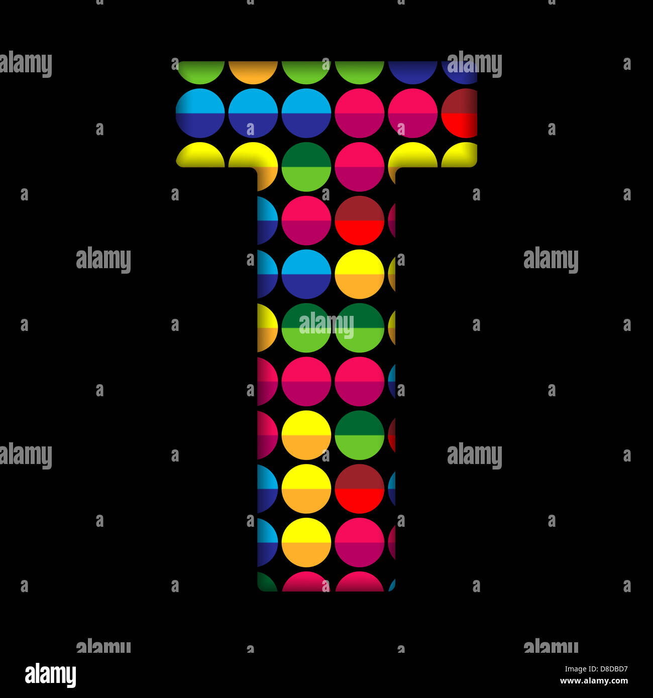 Vector - Alphabet Dots Color on Black Background Stock Photo