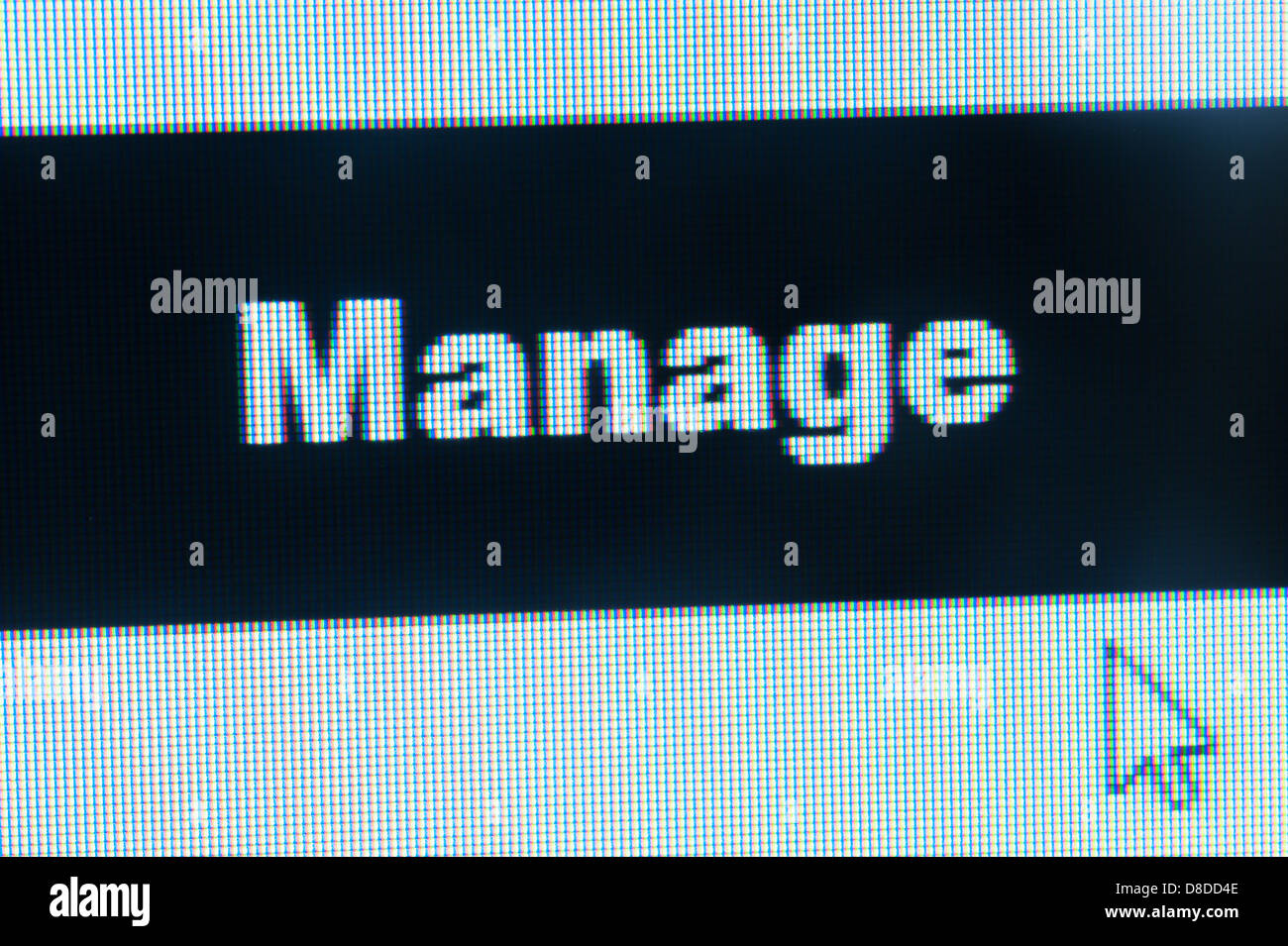 Manage word and cursor on computer monitor Stock Photo