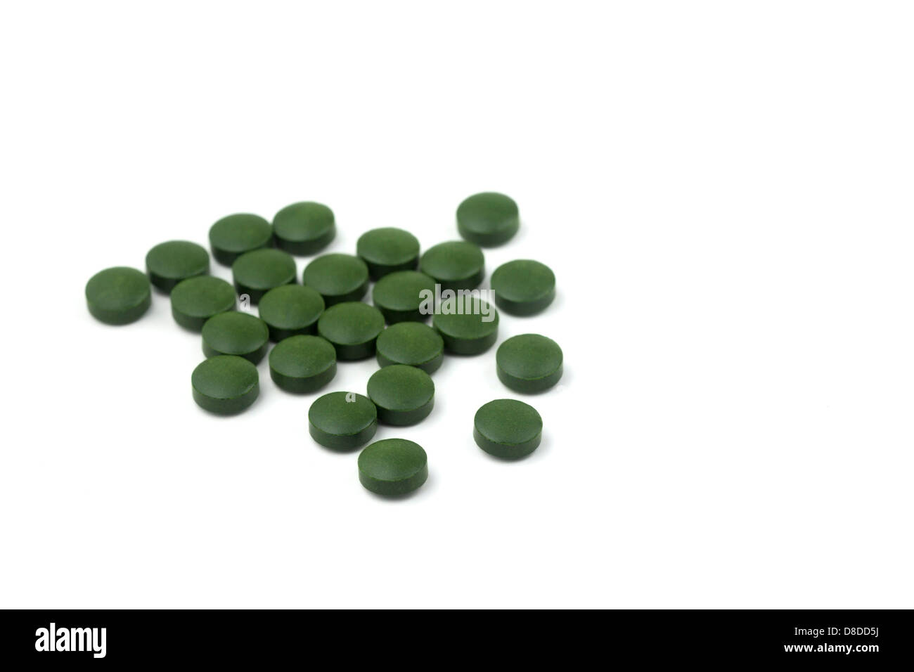 Chlorella algae tablets Stock Photo