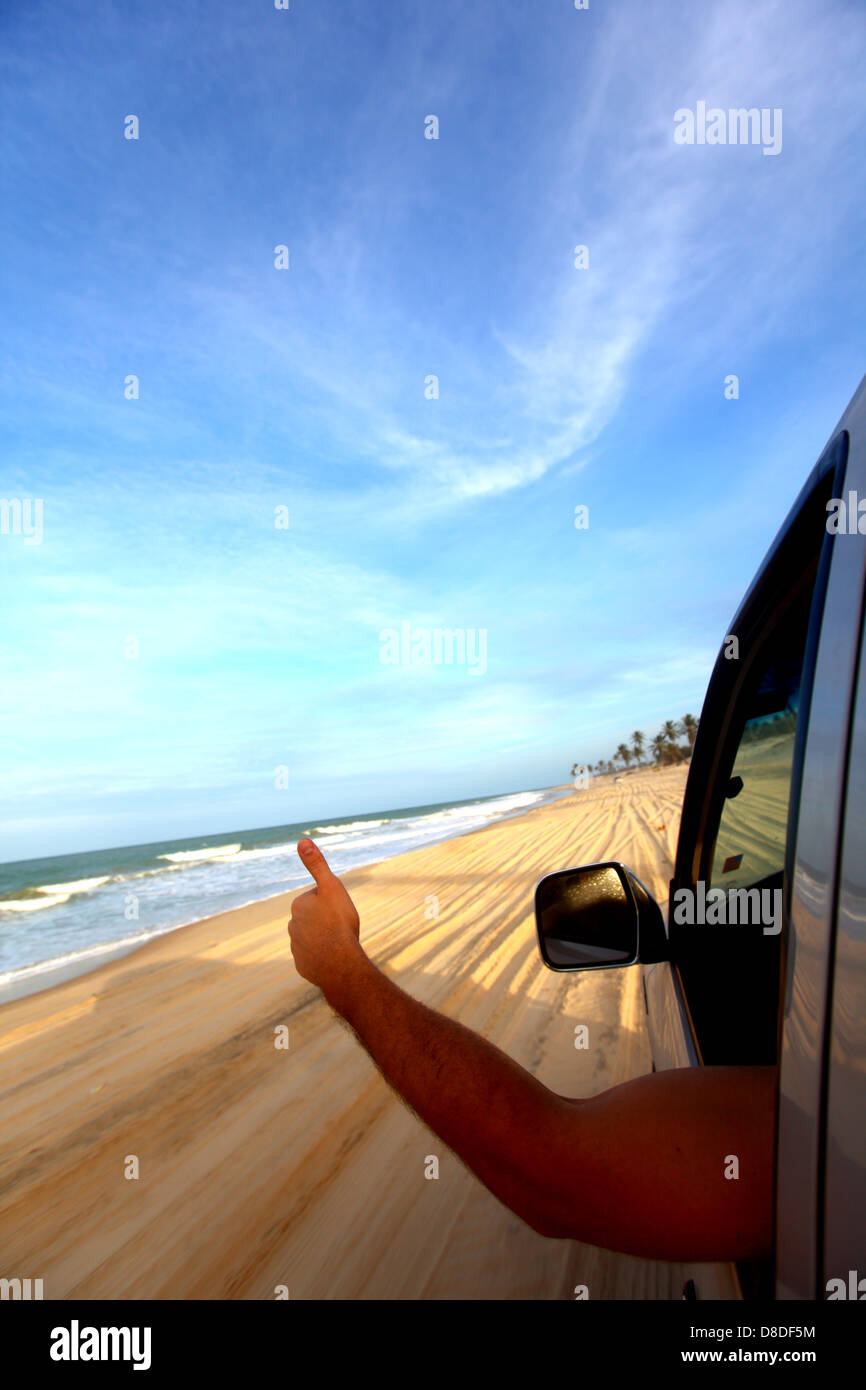 beach drive on allroad car Stock Photo