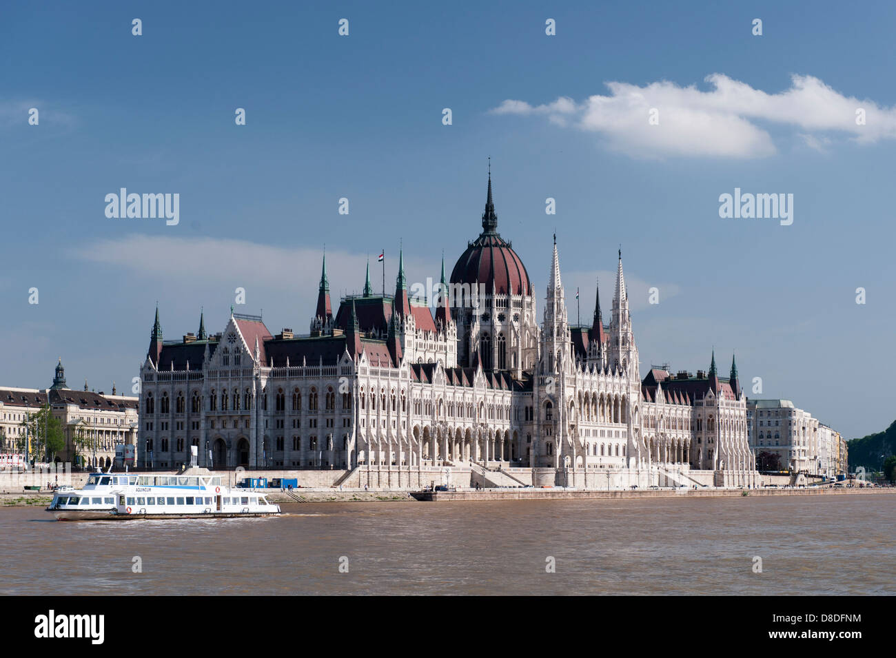 Hungary Budapest Neo- Gothic Parliament based London by Steindl & C Barry built 1835 - 6 268 m long 96 m high 691 rooms Stock Photo