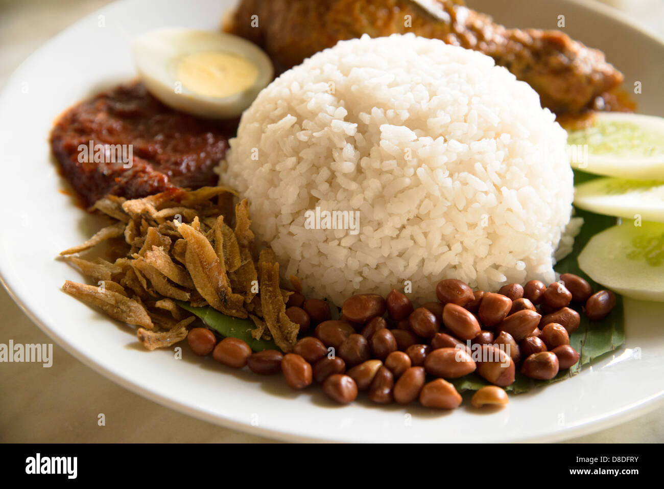 'Nasi Lemak' - A popular meal found in Malaysia. Stock Photo
