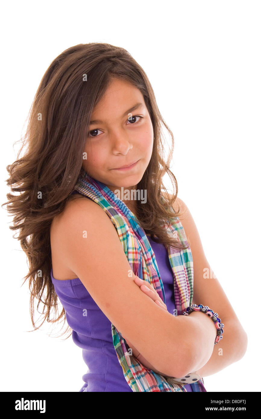 Portrait of a young girl isolated on white Stock Photo - Alamy
