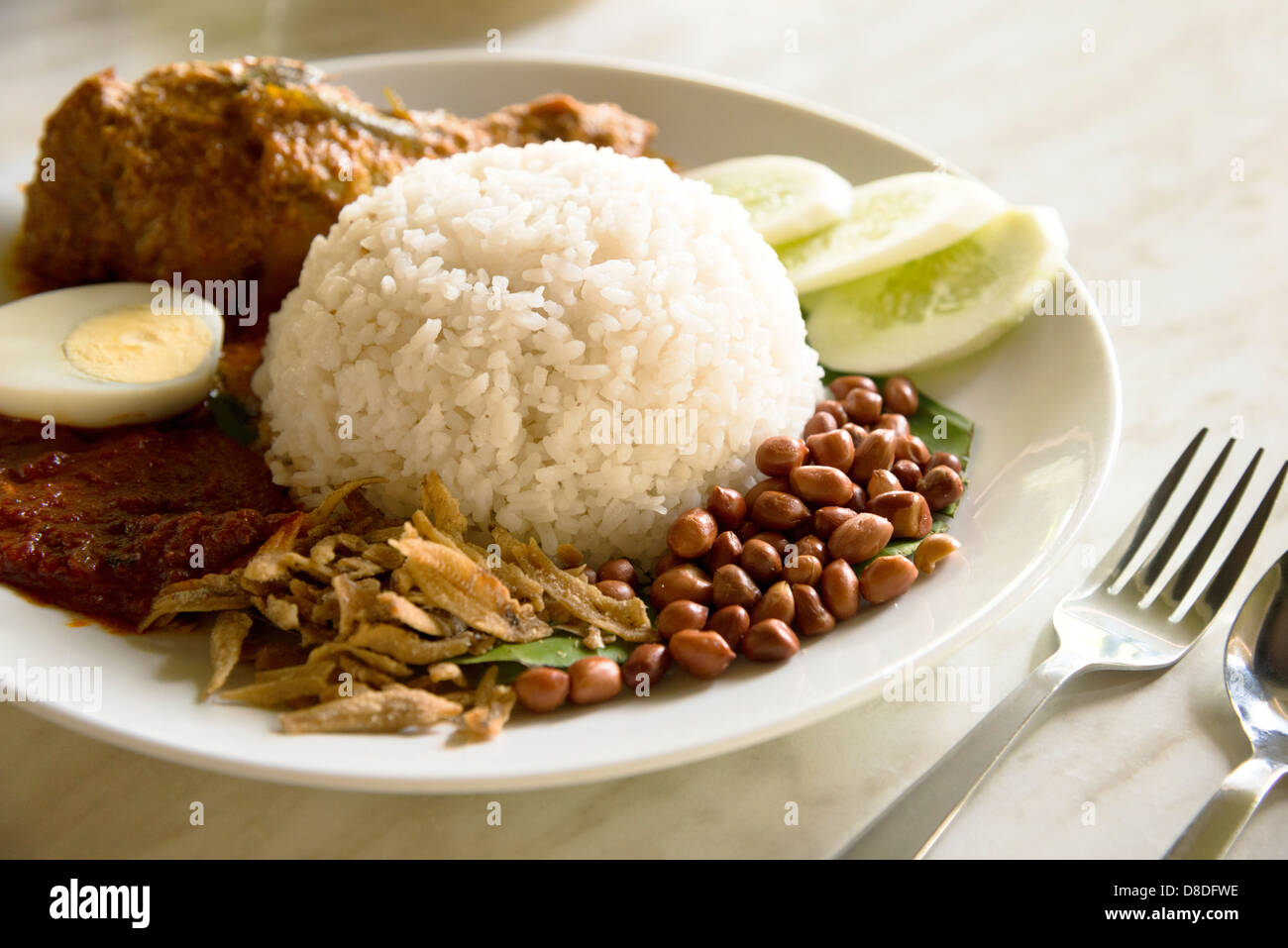 'Nasi Lemak' - A popular meal found in Malaysia. Stock Photo