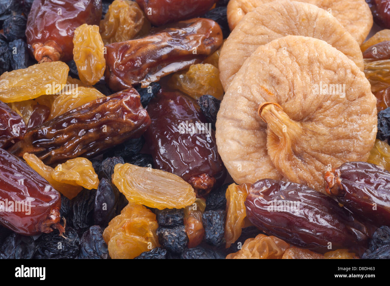 Dried fruits fig, dates, raisins, close up Stock Photo Alamy