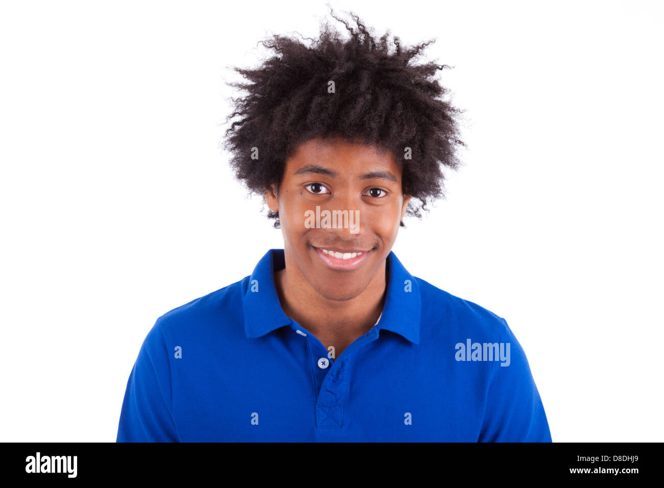 Close up portrait of a young african american man, isolated on white ...