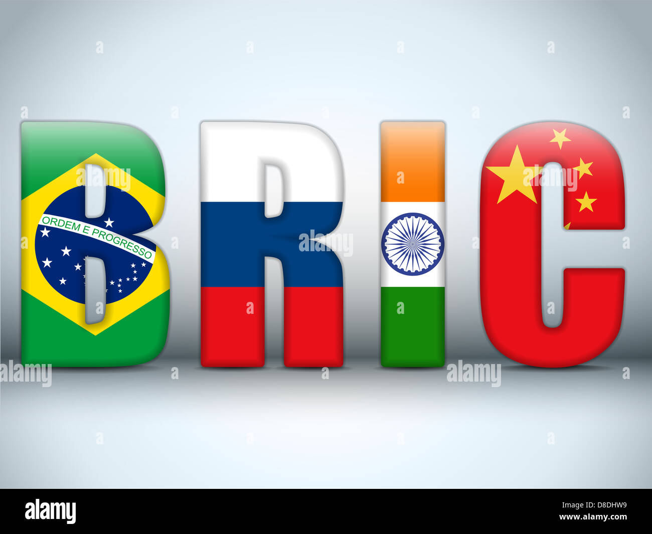 Vector - BRIC Countries Buttons Brazil Russia India China Stock Photo