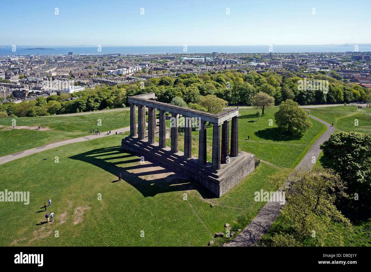 The National Monument on Calton Hill Edinburgh Scotland viewed from the Nelson Monument Stock Photo