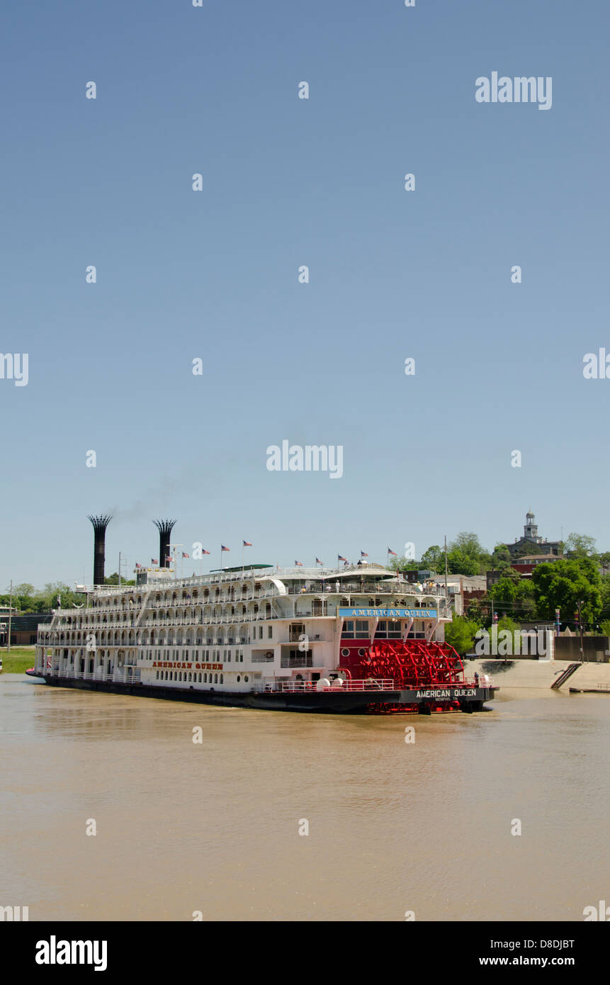 Mississippi, Vicksburg. American Queen cruise paddlewheel boat on the Yazoo River off the Mississippi River. Stock Photo