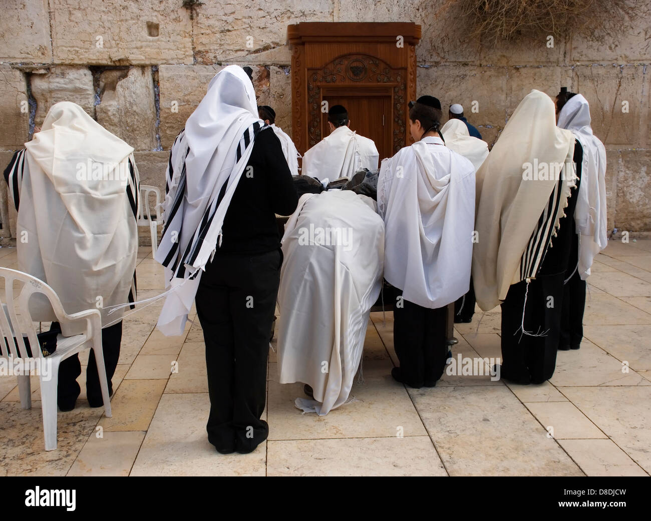 The prays in western wall in Jerusalem Stock Photo