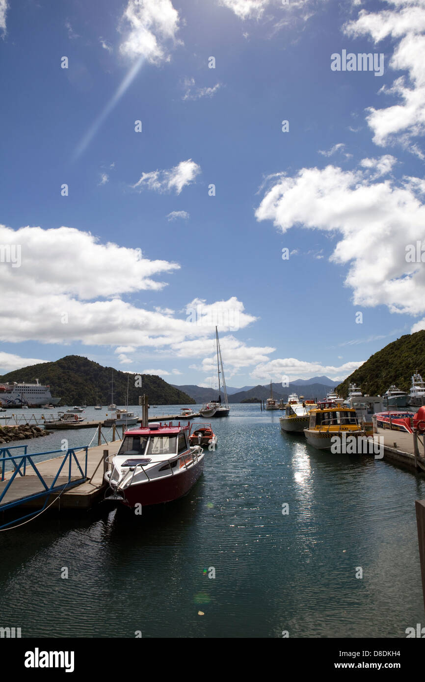 A view of the Picton Harbour in the South Island of New Zealand Stock Photo