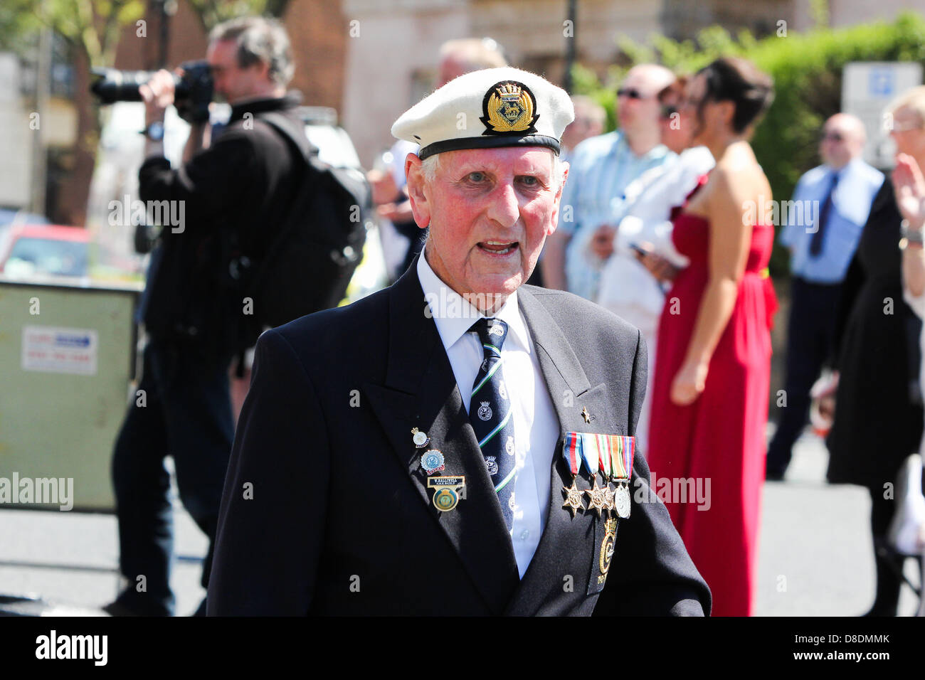 Liverpool, UK. 26th May, 2013. Following a private service at the Liverpool Anglican Cathedral, platoons from the Merchant Navy, Royal Fleet Auxiliary, Regulars, Reservists and Cadets from the Royal Navy, Army and Royal Air Force took part in a march on Sunday, May 26, 2013 to commemorate those who sacrificed their lives during The Battle of The Atlantic that ended 70 years ago. The march was organised as part of a weekend of activities to commemorate the end of the Battle of the Atlantic. Credit: Christopher Middleton/Alamy Live News Stock Photo