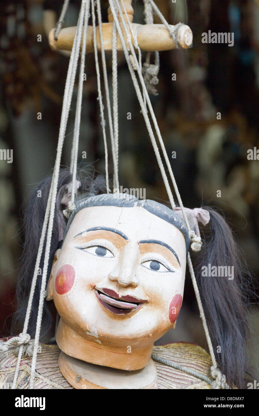 Burmese marionettes in a puppet maker store, Mandalay Myanmar Stock Photo