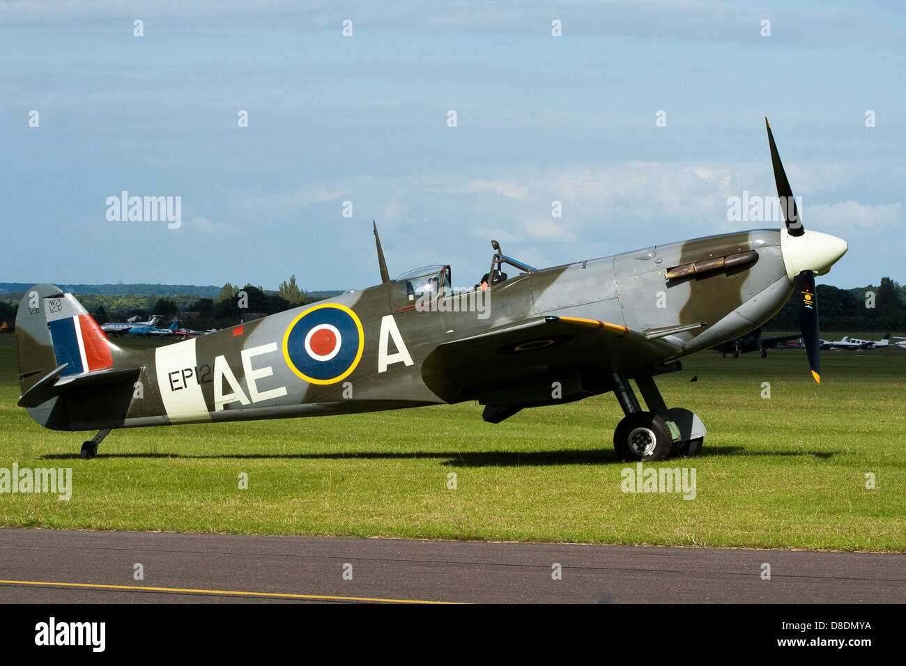 Vickers Supermarine Spitfire G-LFVB EP120 Royal Air Force Warbird Fighter at Duxford Flying Legends Airshow Stock Photo