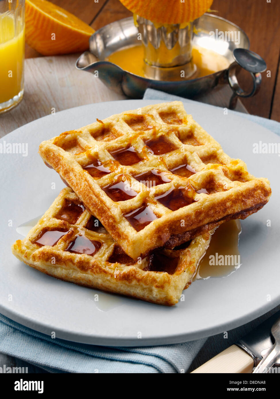 Waffle French toast American breakfast Stock Photo Alamy