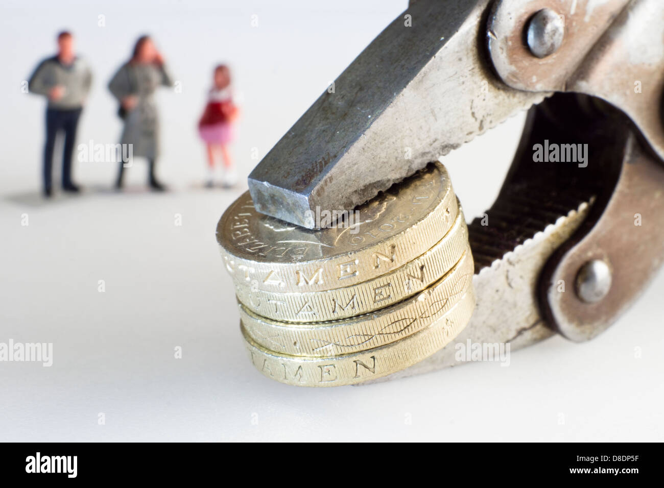 Small people models and money Financial concept Stock Photo