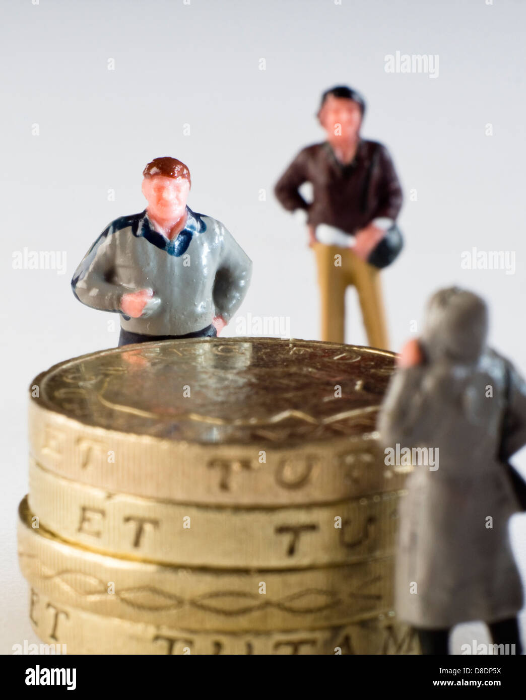 Small people models and money Financial concept Stock Photo