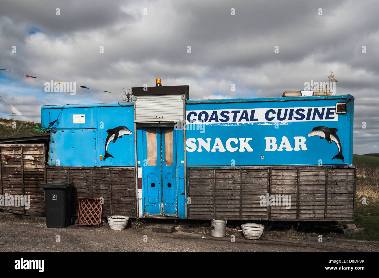 Coastal cuisine snack bar near Gourdon in Aberdeenshire, Scotland. Stock Photo