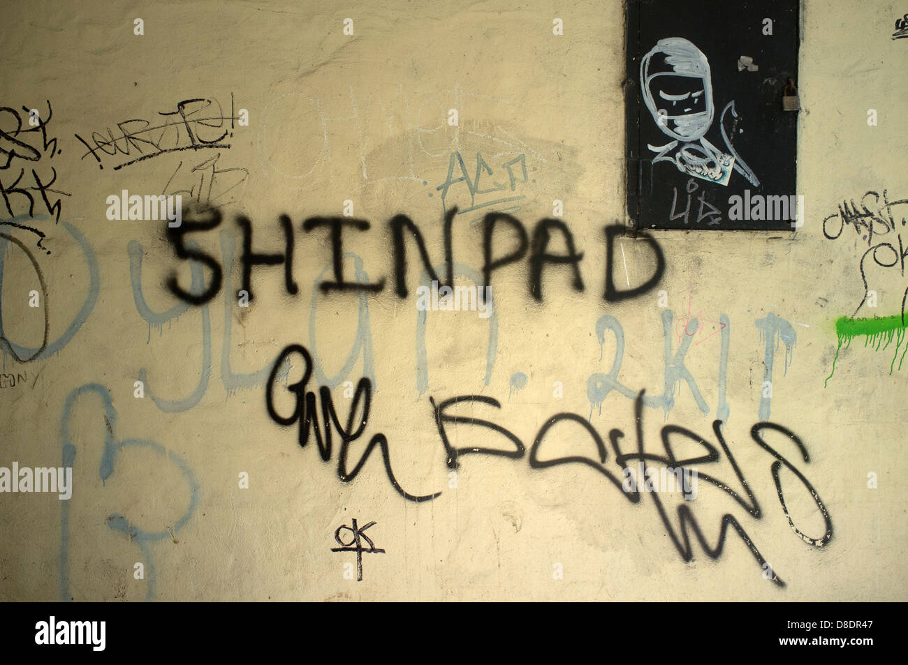 'Shinpad' graffiti in a subway Stock Photo