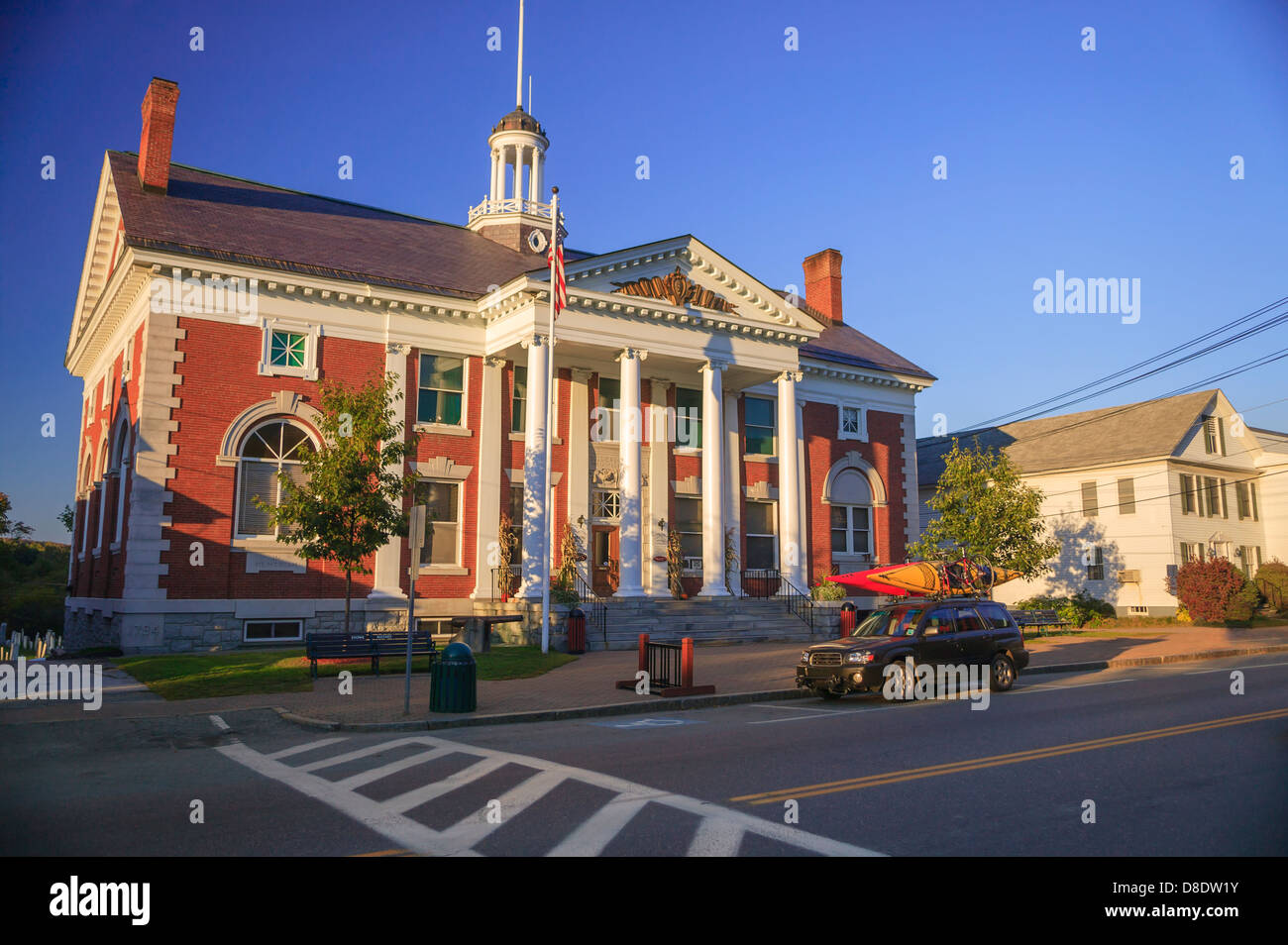 Town hall, the Akeley Memorial Building in the rural village of Stowe