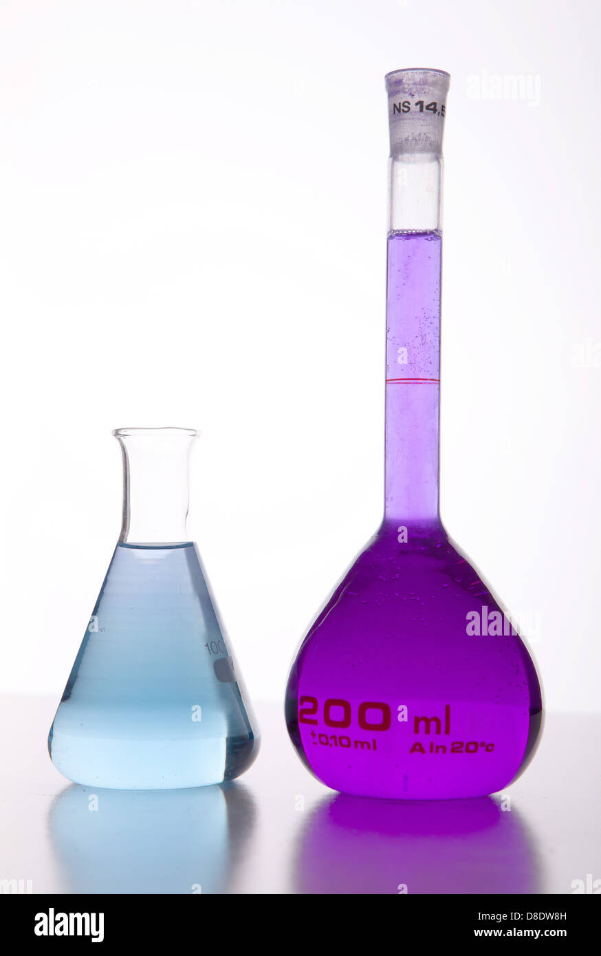 Laboratory equipment with some colored liquid Stock Photo