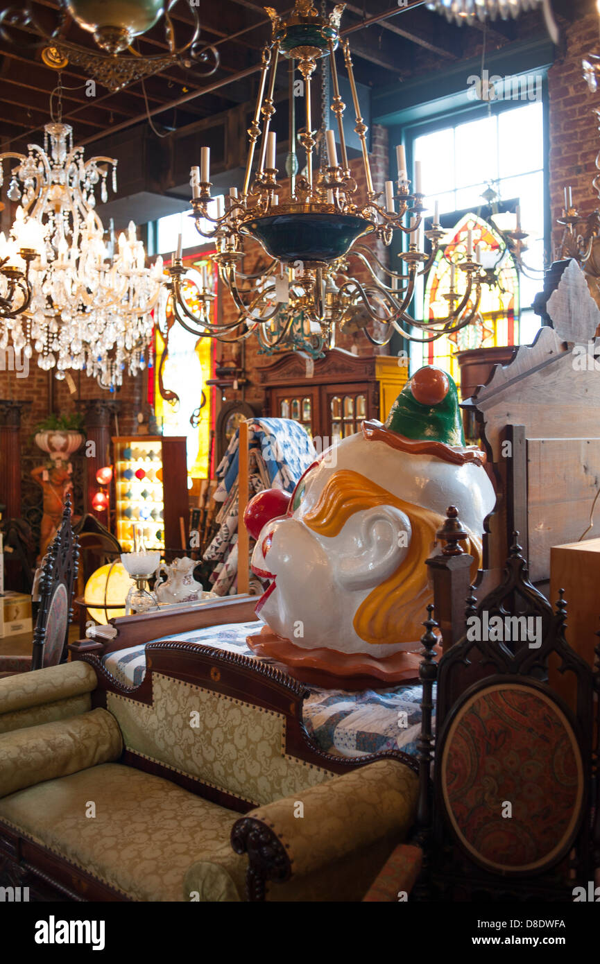 Louisville, Kentucky, Interior of Joe Ley Antiques in the NuLu or East Market District of Louisville Stock Photo