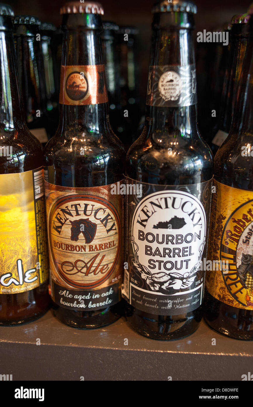 USA KY Louisville, Kentucky, Bourbon Ale and Stout sold at Louisville Beer Store in the NuLu or East Market District Stock Photo
