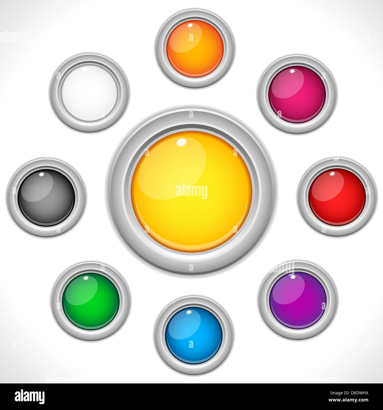 Vector - Set of 9 Colorful Glossy Buttons Stock Photo - Alamy