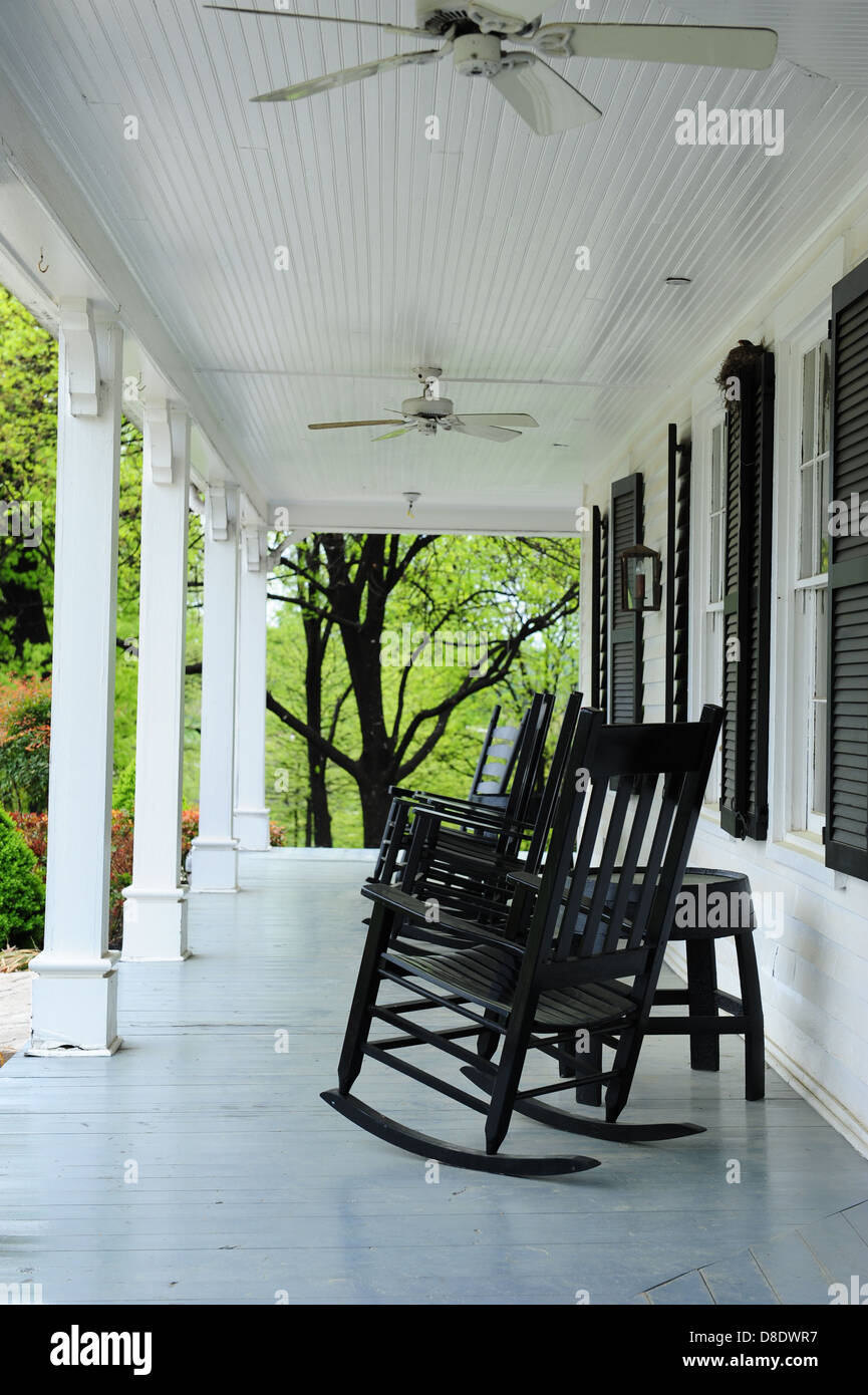 USA Kentucky KY front porch of an old house on the Jim Beam American Stillhouse property tour Stock Photo