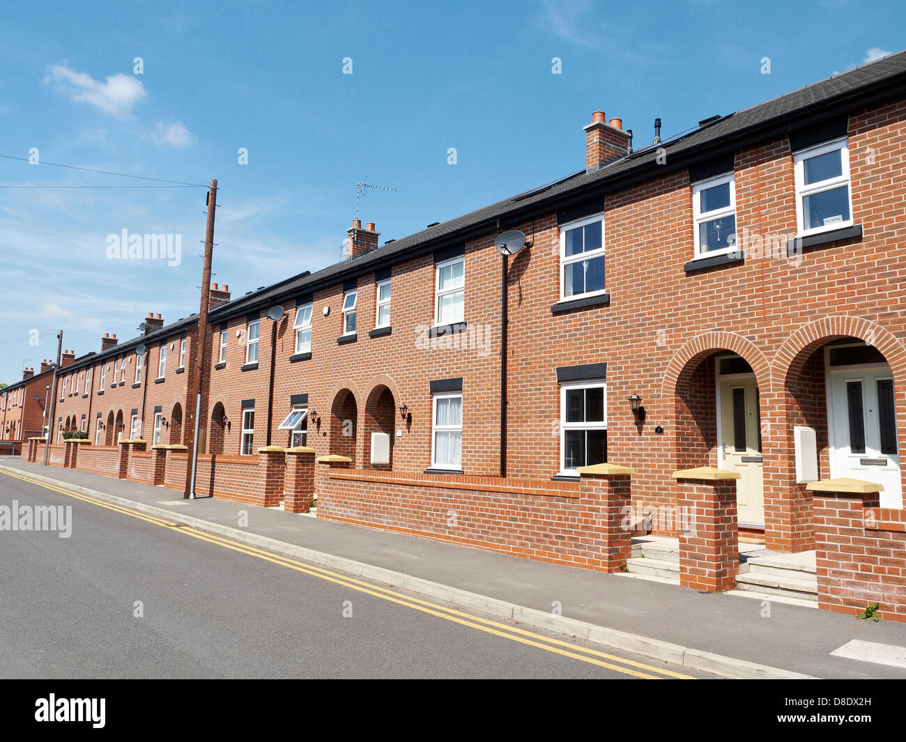 Row of newly build terraced houses in Sandbach Cheshire UK Stock Photo