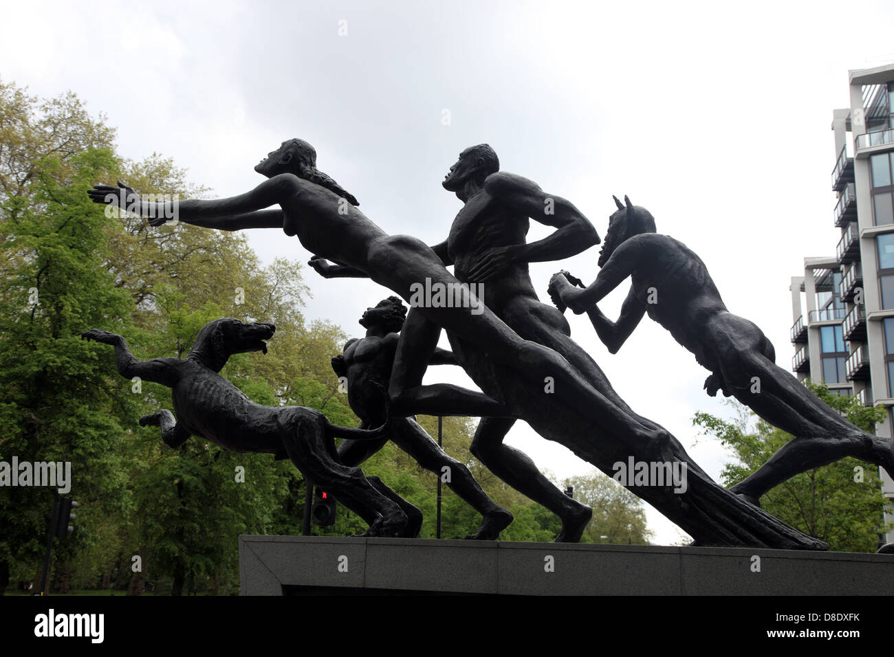 Jacob Epstein's RushofGreen, bronze sculpture outside1 Hyde Park