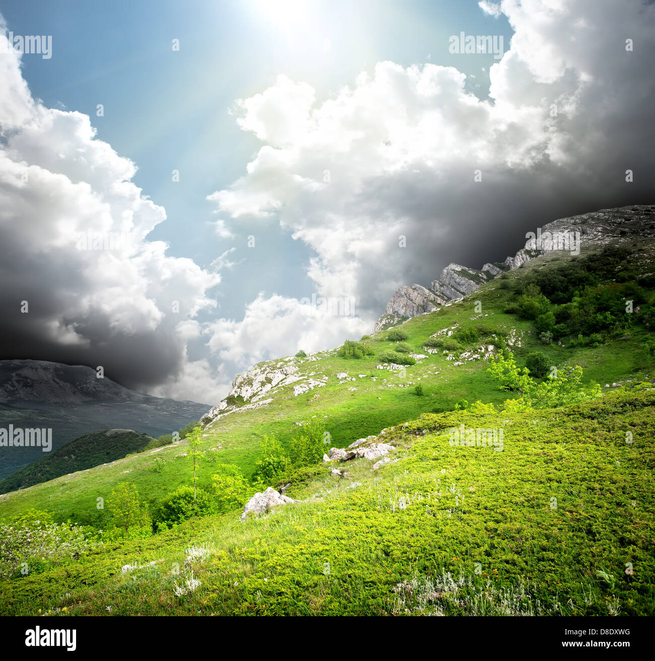 Storm clouds over the meadow chater dag. Ukraine Stock Photo - Alamy
