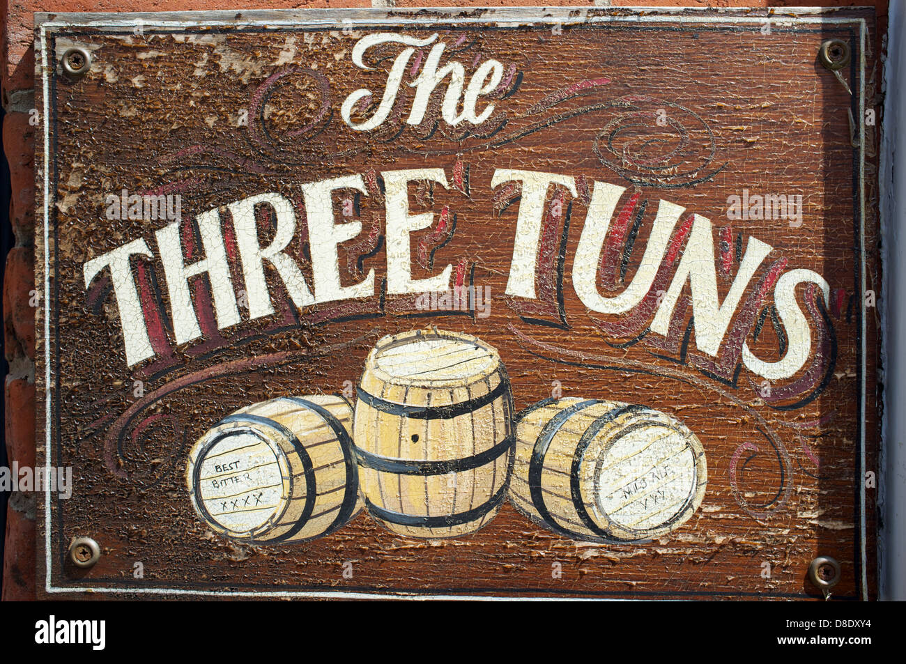 The Three Tuns pub sign sign Stock Photo Alamy