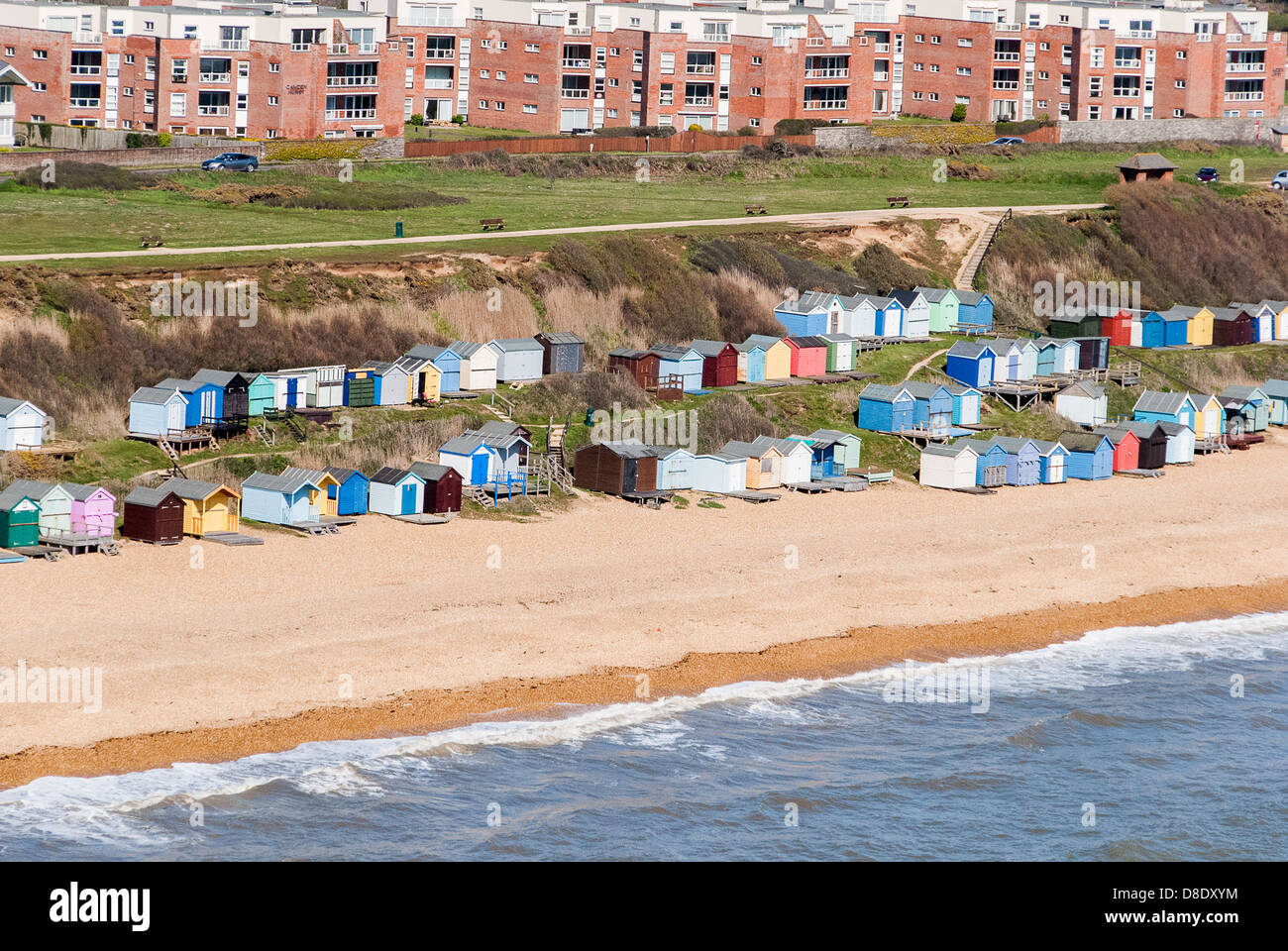 Milford On Sea Barton On Sea Aerial view of Beach Huts Stock Photo Alamy