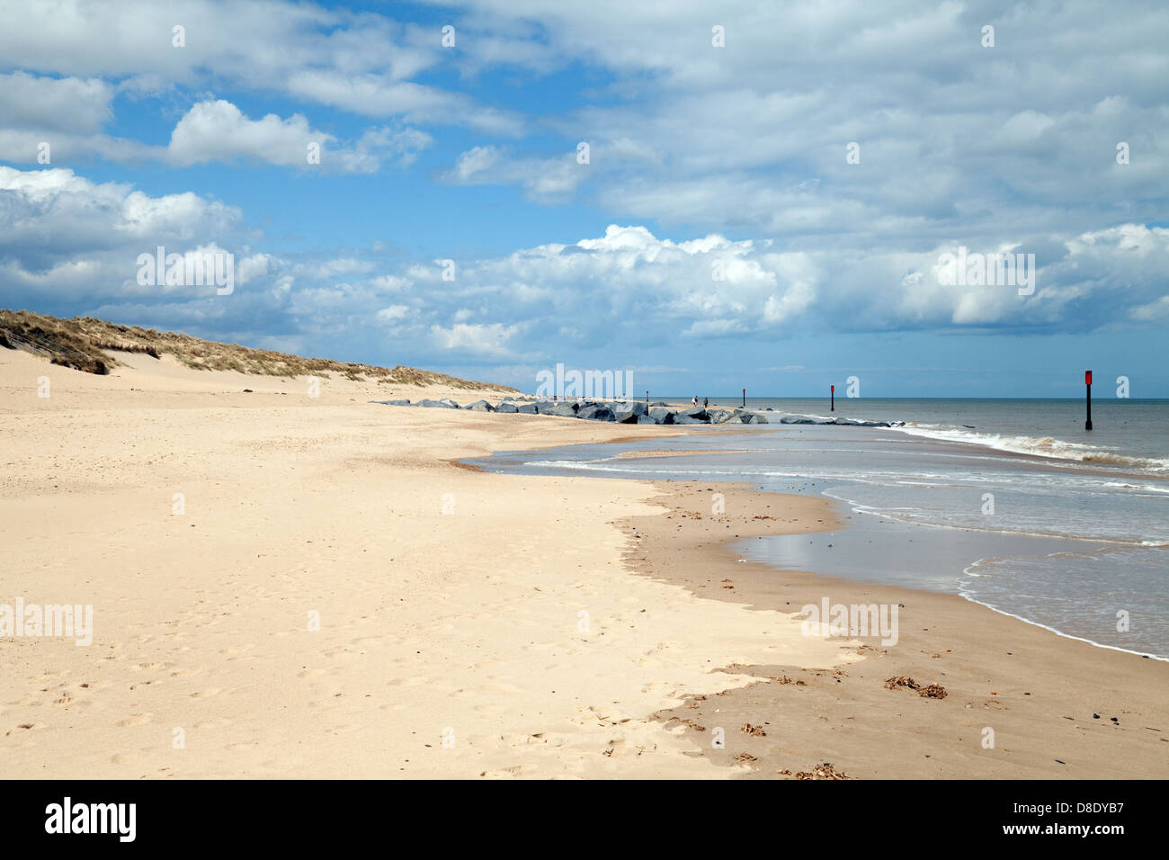 Broad near-empty sandy beach at Horsey Beach, Norfolk Coast, East Anglia England UK Stock Photo