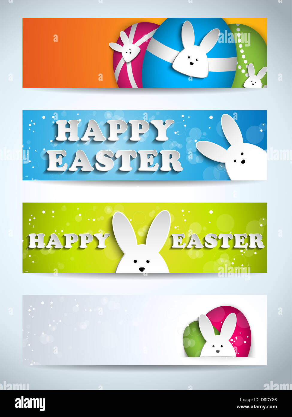 Vector - Happy Easter Rabbit Bunny Set of Banners Stock Photo - Alamy