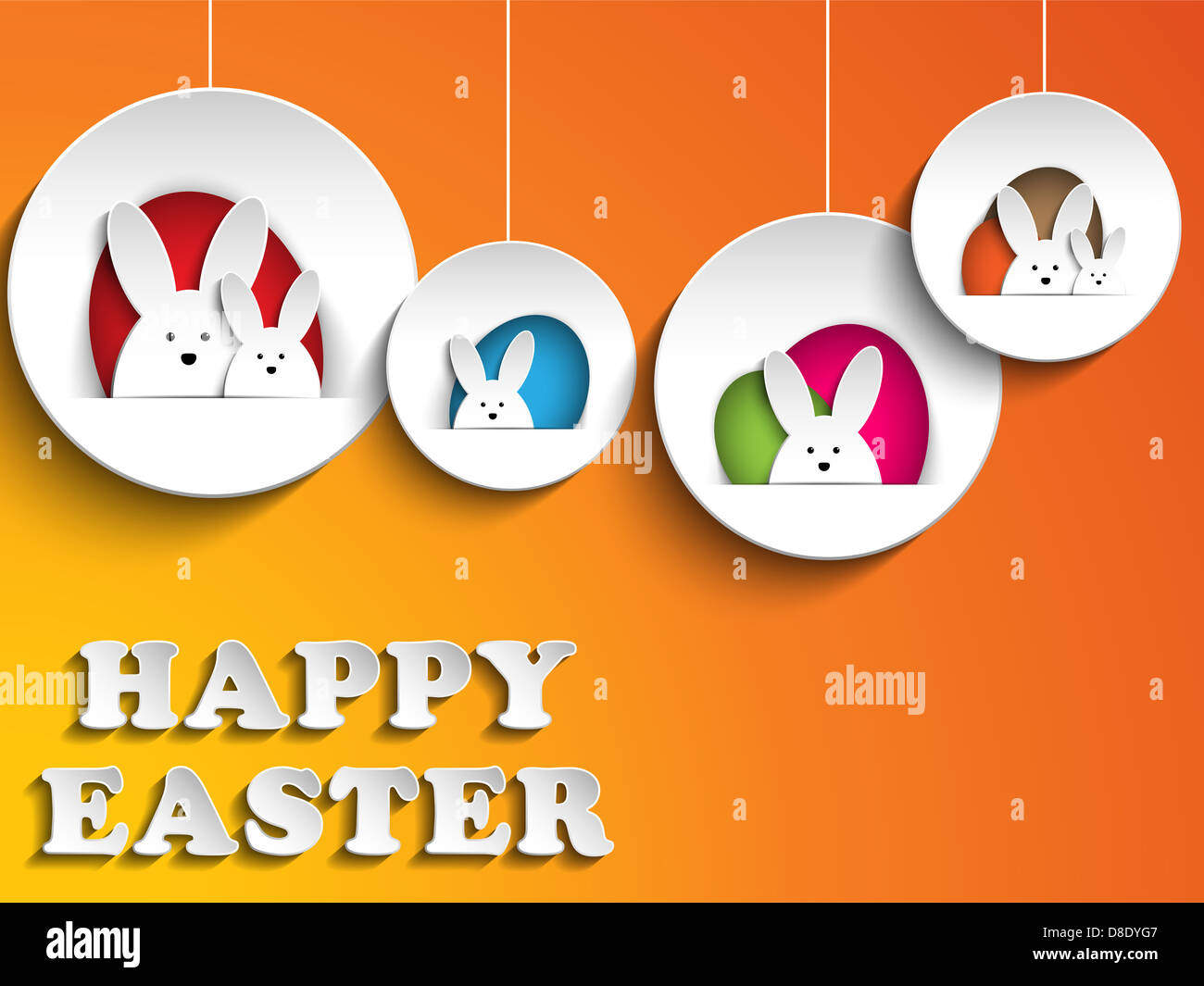 Vector - Happy Easter Rabbit Bunny on Orange Background Stock Photo - Alamy
