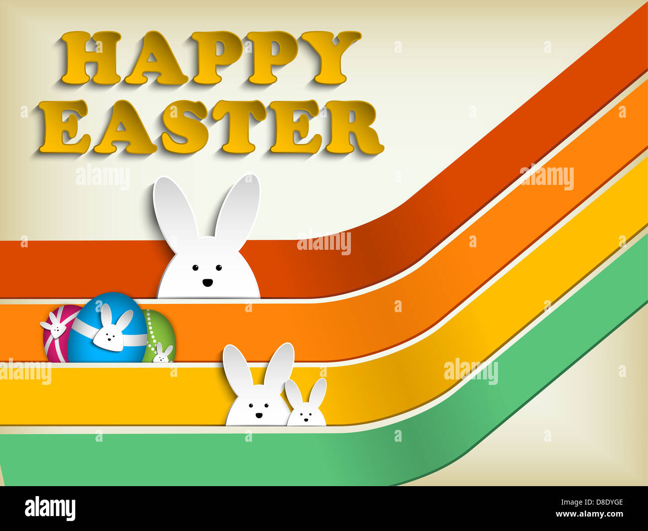 Happy Easter Rabbit Bunny on Retro Background Stock Photo - Alamy