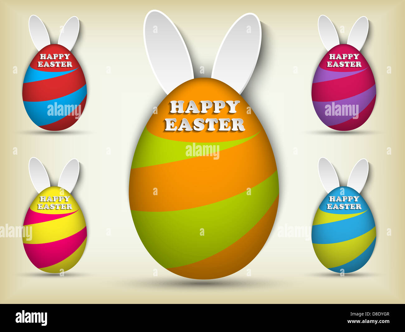 Vector - Happy Easter Rabbit Bunny Easter Egg Set Stock Photo - Alamy
