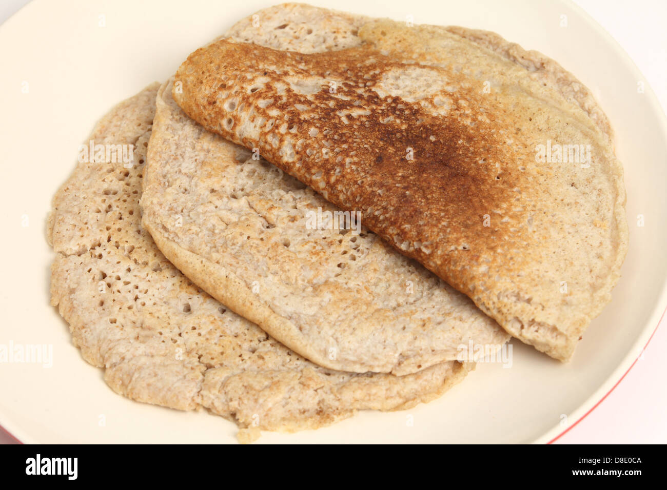 Homemade North Staffordshire oatcakes, a regional English delicacy with something approaching a cult following. Stock Photo