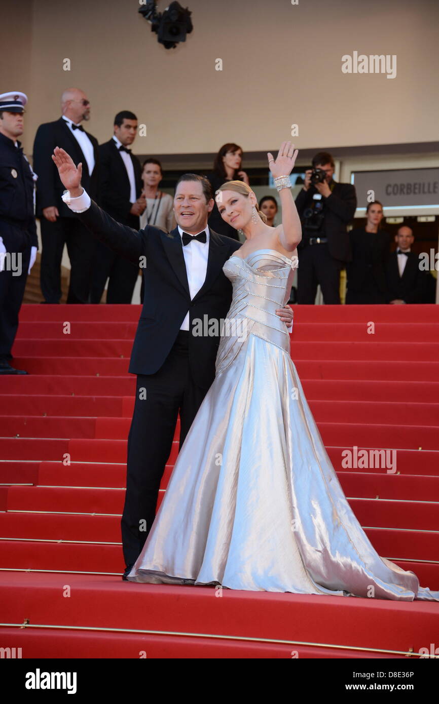 Cannes, France. May 26, 2013. Arpad Busson and Uma Thurman attend the Premiere of 'Zulu' and the Closing Ceremony of The 66th Annual Cannes Film Festival at Palais des Festivals on May 26, 2013 in Cannes, France. (Credit Image: Credit:  Frederick Injimbert/ZUMAPRESS.com/Alamy Live News) Stock Photo