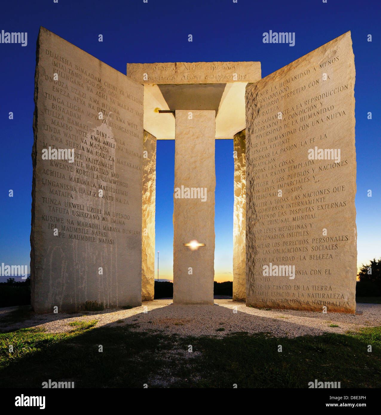 Mysterious Georgia Guidestones in North Georgia, USA. Stock Photo