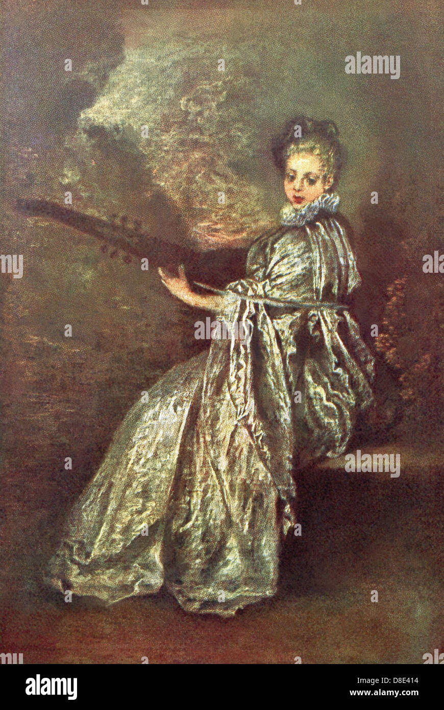 This painting, titled La Finette, was done by French artist Jean-Antoine Watteau around 1717. Stock Photo