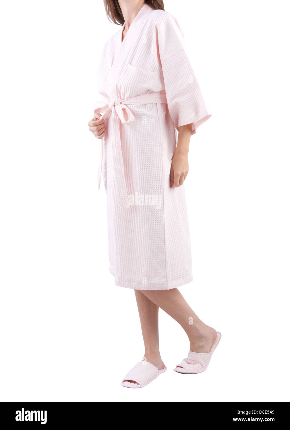 house slippers for women on Woman In A Pink Bathrobe And House Slippers Stock Photo Alamy