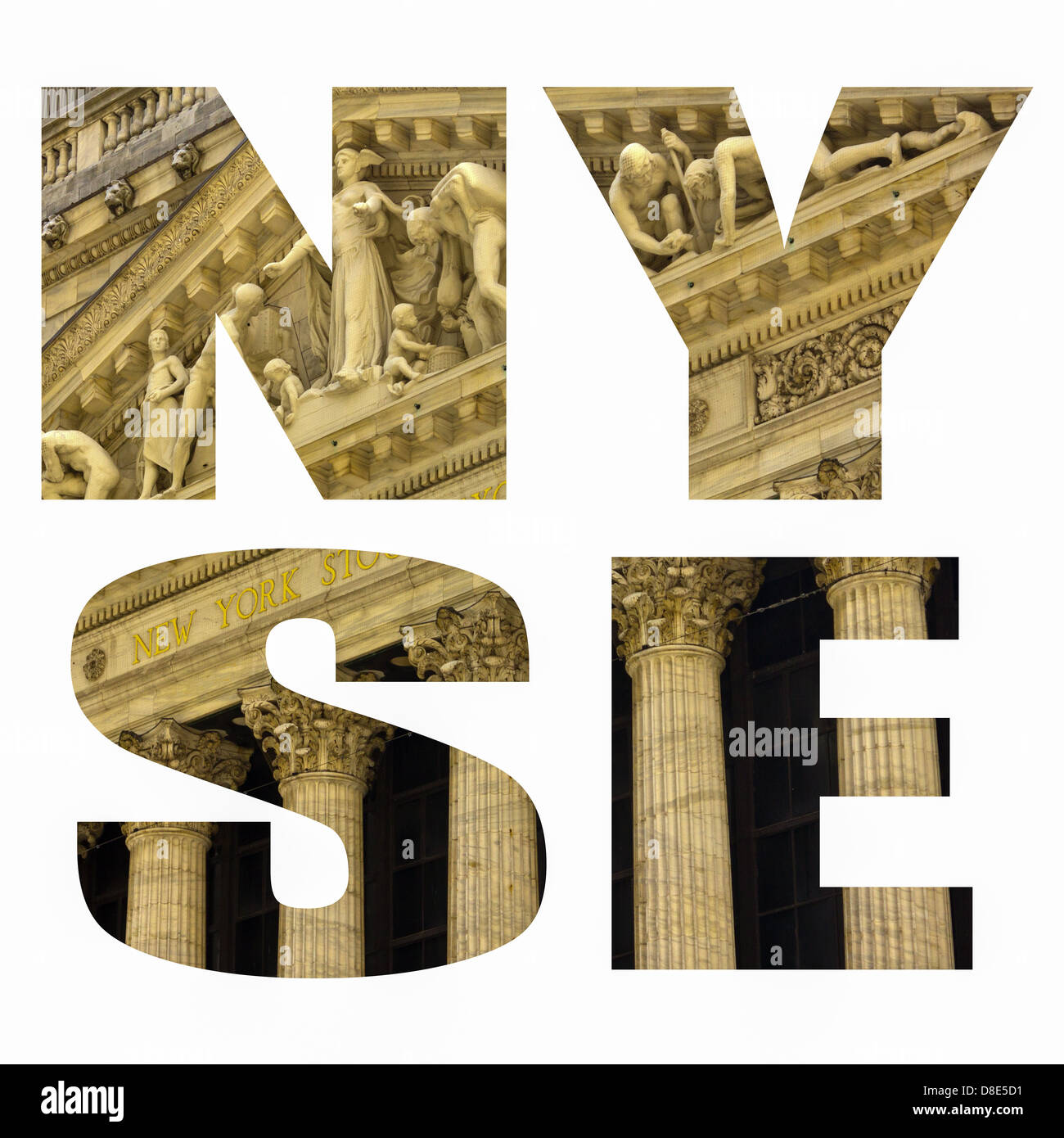 Image in Text isolated on White. New York Stock Exchange concept. Stock Photo