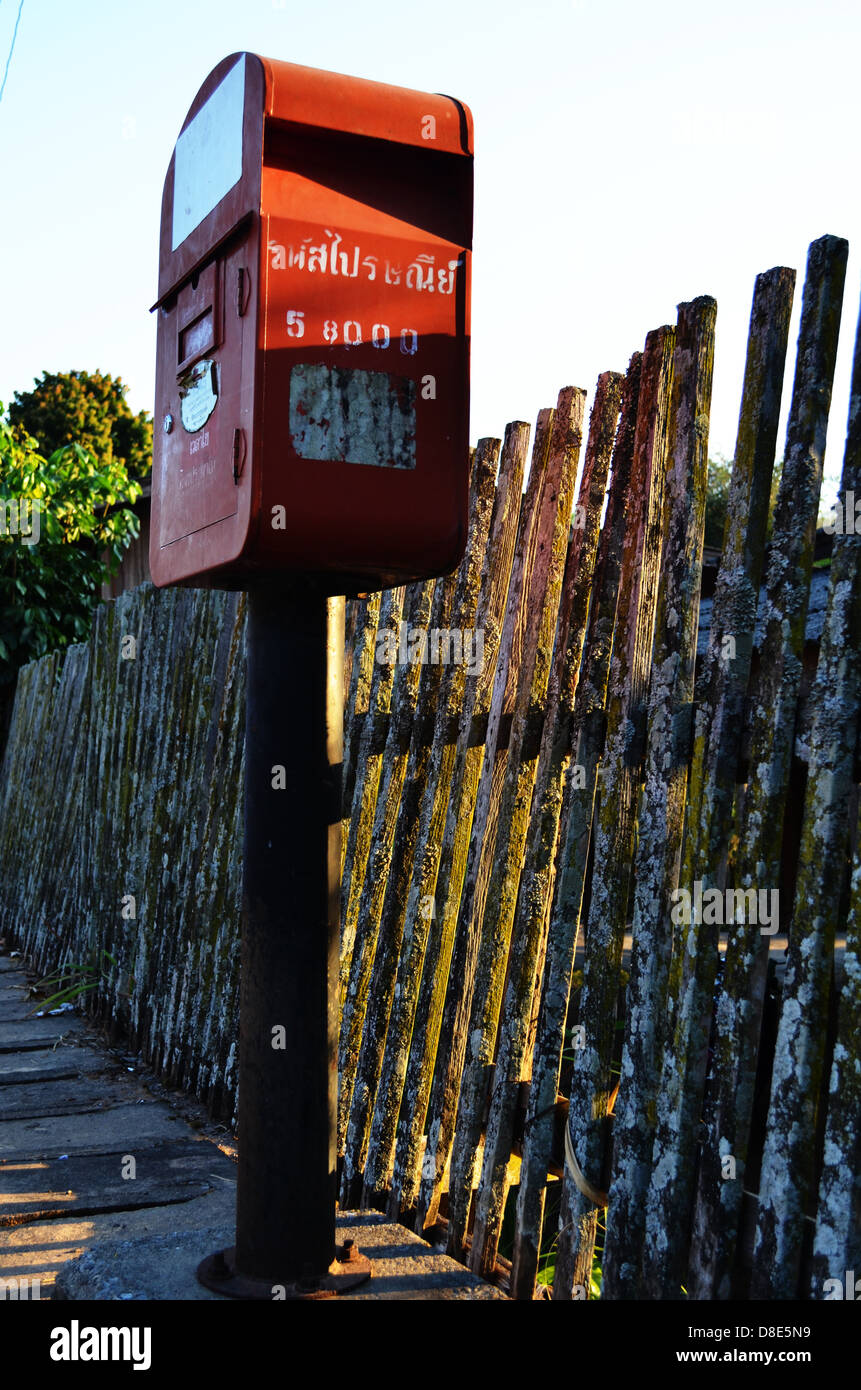 Little Metal Postbox in Rural of Thailand. Stock Photo