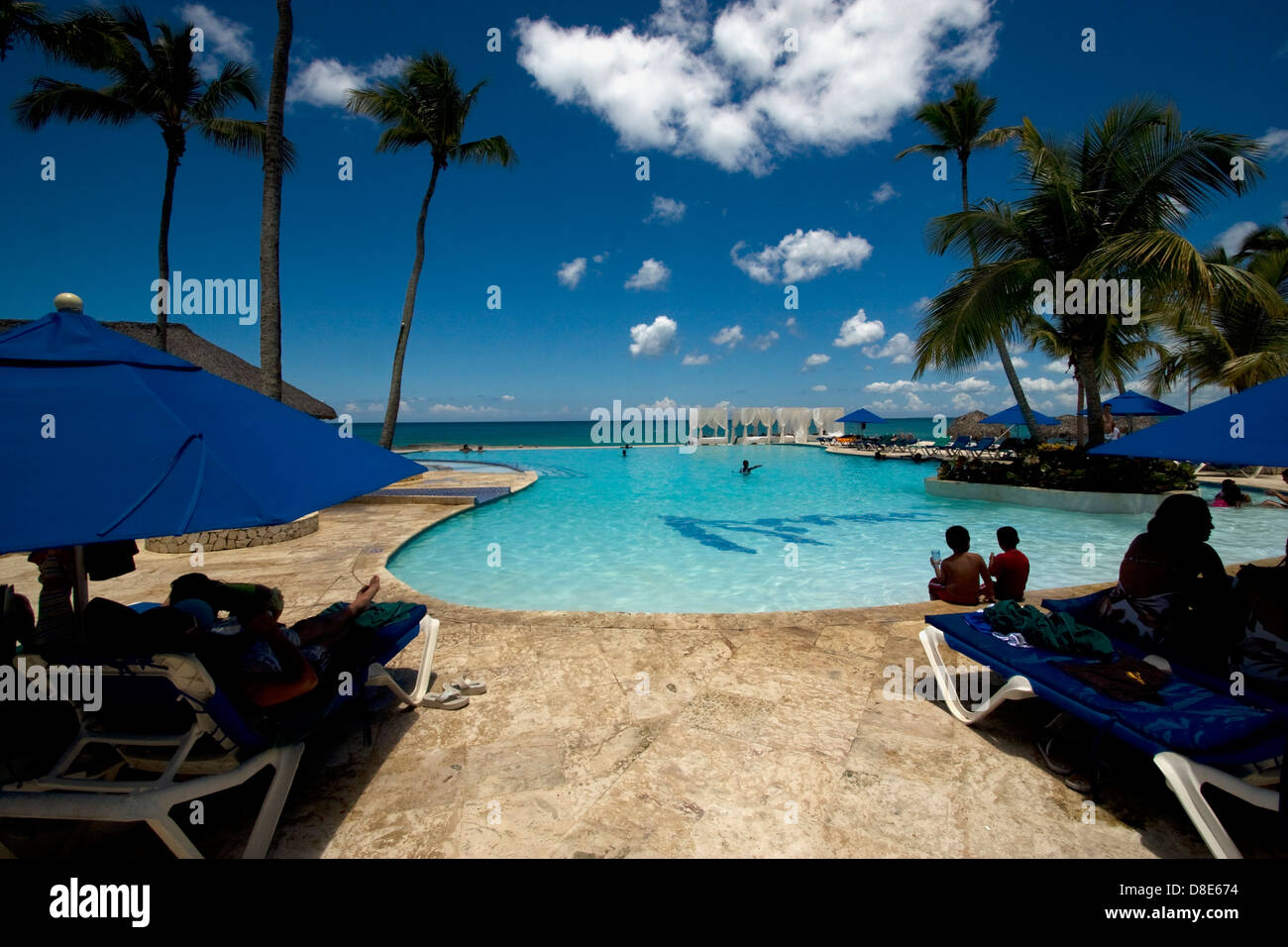 republica dominicana pool tree palm peace marble and relax near the caribbean beach Stock Photo