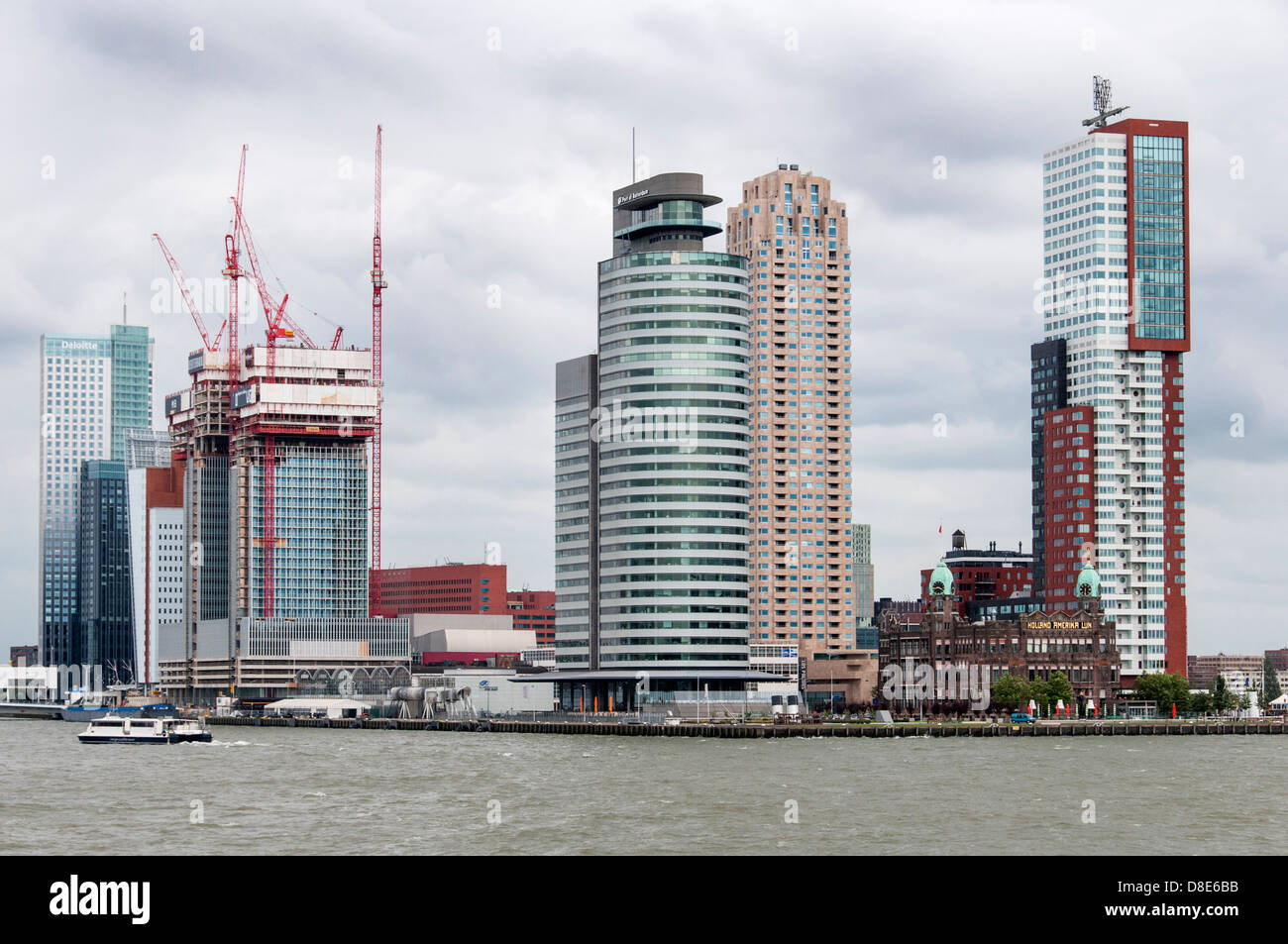 Skyscapers at the harbor, Rotterdam, Netherlands Stock Photo